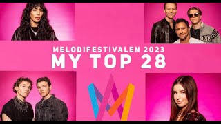 MELODIFESTIVALEN 2023 ⎮ ALL SONGS ⎮ MY TOP 28 🇸🇪 [upl. by Ciapha693]