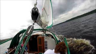 Sailing a Bayfield 32C on the St Croix River in heavy winds [upl. by Nnylrahc757]