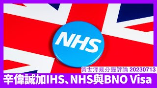 英國打算加 Immigration Health Surcharge 其實NHS要加薪無得唔加IHS 問題係BNO Visa點照顧必要嘅手足 同埋長遠醫療融資前途 黃世澤幾分鐘評論 20230714 [upl. by Oika]