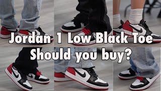 Jordan 1 low Black Toe 2023  5 Different Styles of Pants [upl. by Elleneg630]