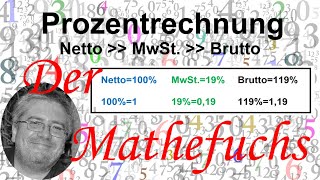 Prozentrechnung Kaufmännisches Rechnen Netto MwSt Brutto [upl. by Earahc]