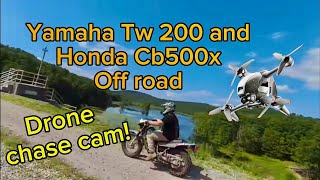 Yamaha Tw 200 and HONDA CB500x off road  drone footage djifpv [upl. by Sabine]