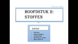 havo Hoofdstuk 2 Stoffen Zouten [upl. by Wandy]