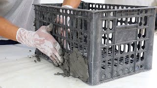 Cement idea and old plastic basket  Tips to build a unique flower pot for you [upl. by Anauqat]