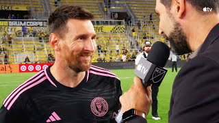 Messi Postgame Interview After Scoring TWO Goals securing Supporters Shield for Inter Miami [upl. by Angelina]