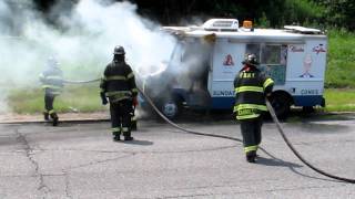 Belt Parkway Ice Cream Truck Fire FDNY Knocking It Down [upl. by Omland]