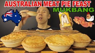 MUKBANG AUSTRALIAN MEAT PIEBACON AND EGGCHICKEN PIESUPER CRUNCHY PIES [upl. by Reiter]