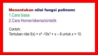 Menentukan nilai dari suku banyak cara biasa dan cara horner [upl. by Anidene]