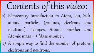 A simple way to find the number of protons electrons and neutrons of an atom [upl. by Groscr]