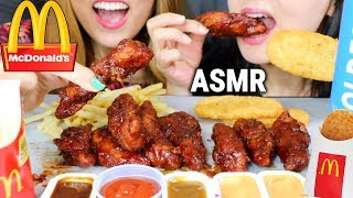 ASMR EATING McDonalds NEW Sweet N Spicy Honey BBQ GLAZED CHICKEN TENDERS  KimampLiz ASMR [upl. by Mackey]