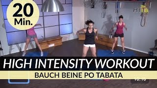 20 Min HIIT High Intensity Tabata Workout to tune your Bauch Beine Po BBP [upl. by Delores]