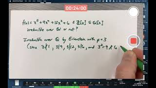 Eisensteins Criterion Example Polynomial is Irreducible over the Rationals ℚ [upl. by Osborn93]