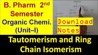 24 PART 6 Tautomerism and Ring Chain Isomerism  B Pharm 2nd semester  Bhushan Science [upl. by Lavery852]