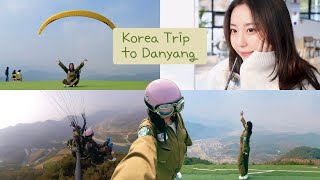 Korea Trip to Danyang 단양 VLOG🪂🍃 힐링 패러글라이딩 여행  paragliding food alpine coaster cafe [upl. by Oiramrej674]