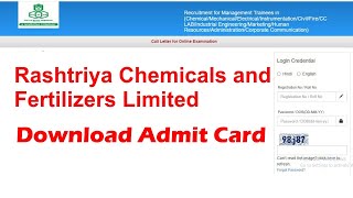 RCFL Management Trainee Admit Card 2024  Rashtriya Chemicals And Fertilizers Trainee Admit Card [upl. by Eelatsyrc57]