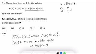 Soyut Matematik Bağıntı Soru Çözümü 10 Denklik bağıntısı 2022İ Benzer öabtmatematik [upl. by Rabbaj]