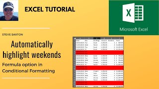 Automatically Highlight Weekends in Excel Conditional Formatting Weekday Function [upl. by Hardan]