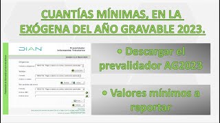 26 Cuantías mínimas en la Información exógena año gravable 2023 [upl. by Donny749]