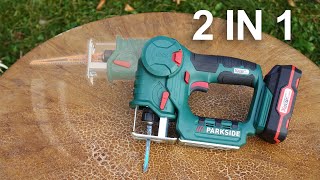 Cordless 2 in 1 Jigsaw and Sabre Saw PARKSIDE PSSSA 20Li A1  Unboxing and Test [upl. by Paymar]