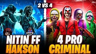 INDIAS TOP 1 CRIMINALS VS NITIN FF AND HAKSON PRO GAMING 🥵 GHOST CRIMINAL GAMEPLAY 👿  FREE FIRE [upl. by Kursh]