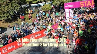 31 München Marathon 2016  Start 1 Gruppe am 09102016  Coubertinplatz Olympiapark [upl. by Nauhs]