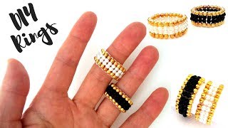 10 minutes DIY ring Beaded rings for beginners ring making tutorial [upl. by Antipas]