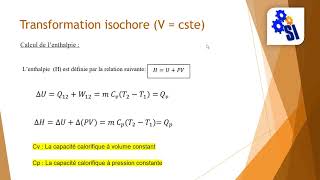 Transformation isochore V  cste [upl. by Larrisa]