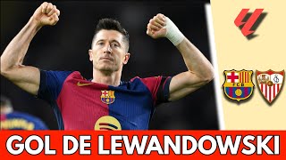 GOL DEL BARCELONA Lewandowski anota el 10 desde el punto penal ante Sevilla  La Liga [upl. by Ydneh128]