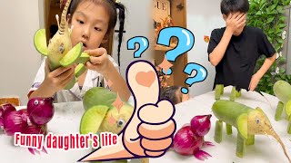 My Daughter Turned Vegetables Into A Zoofunny cute babycomedy [upl. by Nyledam]