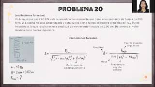 MOVIMIENTO ARMONICO SIMPLE  PROBLEMA 20 [upl. by Nennarb]