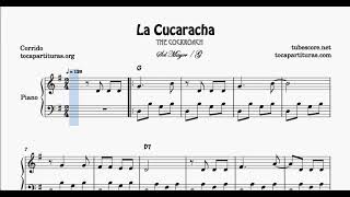 La Cucaracha Partitura de Piano Sol M Muy Fácil [upl. by Malissia]