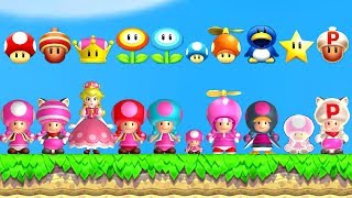 New Super Mario Bros U Deluxe  All Toadette PowerUps [upl. by Gnuhp665]