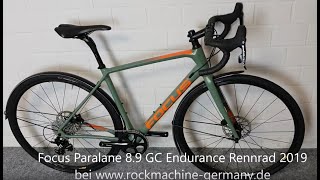 Focus Paralane 89 GC Endurance Gravel Urban Carbon Sram Apex Rennrad 2019 [upl. by Tihor62]