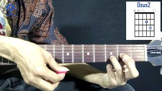 How To Play Dsus2 on Guitar at 3 Positions Open Barre amp Partial Chord [upl. by Atinuhs]