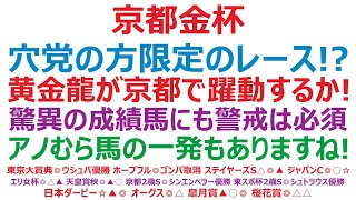 京都金杯2024予想 穴党の方限定のレースか！？ ◎黄金龍が京都で躍動するか！ アノむら馬の一発もありそうです。 [upl. by Josselyn]