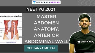 Master Abdomen Anatomy Anterior Abdominal Wall  NEET PG 2021  Chetanya Mittal [upl. by Sholem184]