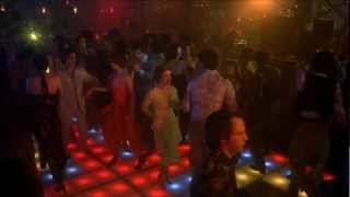 Saturday Night Fever Disco Inferno The Trammps John Travolta dancing HD 1080 with Lyrics [upl. by Htebiram]