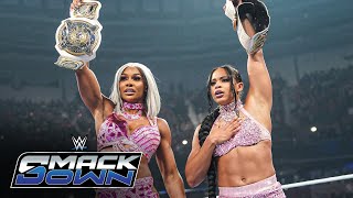 Bianca Belair amp Jade Cargill fight Lash Legend amp Jakara Jackson SmackDown highlights Oct 11 2024 [upl. by Airdnas]