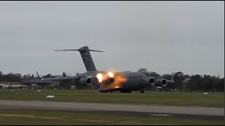 USAF C17 Engine backfire [upl. by Legna912]