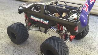 Raminator rc monster truck  TaylorRC 80cc  Full working Zoomie exhaust system [upl. by Merrie]