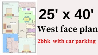 25 x 40 West Face Plan 2bhkwestface westface [upl. by Naened]