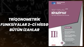 Test toplusu Triqonometrik funksiyalar 2 ci hissə bütün izahlar [upl. by Akinwahs74]