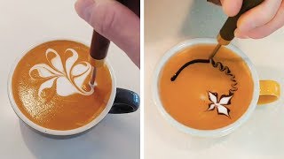 BARISTA TURNS COFFEE INTO INCREDIBLE WORKS OF ART [upl. by Robinson519]