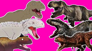 CARNOTAURUS TORO and INDOMINUS REX and TYRANNOSAURUS REX JURASSIC WORLD MUSICAL Song LHUGUENY [upl. by Inattyrb]