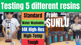 Testing 5 different resins from SUNLU Standard Water Washable 14K HighRes Hightemp Tough [upl. by Manouch989]