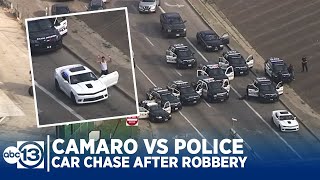 RAW CHASE VIDEO Camaro vs Police After Game Stop Robbery in Houston [upl. by Ladnar]