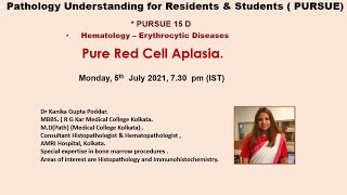 Pursue 15 D Live Hematology – Erythrocytic Diseases Pure Red Cell Aplasia [upl. by Red608]