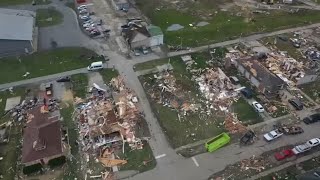 Drone video shows tornado damage in Whiteland Indiana [upl. by Genisia]