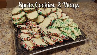 Spritz Cookies 2 Ways  How To Make Spritz Cookies  Homemade Christmas Cookie Dough Recipe [upl. by Shane]