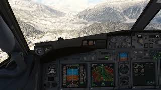 MSFS PMDG B737 BBJ landing at Samedan Airport in wintertime [upl. by Ellehcear867]